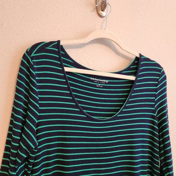 Soft Surroundings Green Navy Striped‎ Tunic Size Medium - Picture 2 of 12